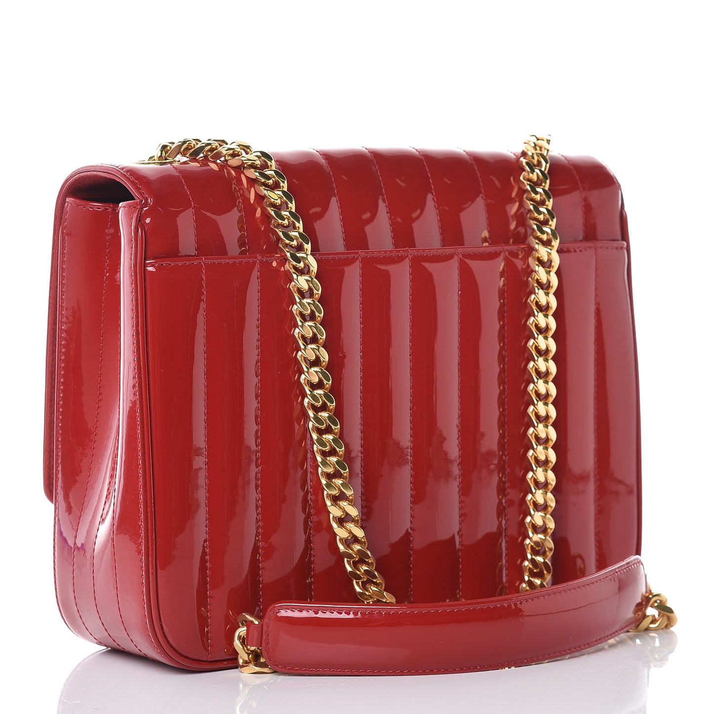 Patent Matelasse Monogram Large Vicky Chain Bag Rouge Eros
