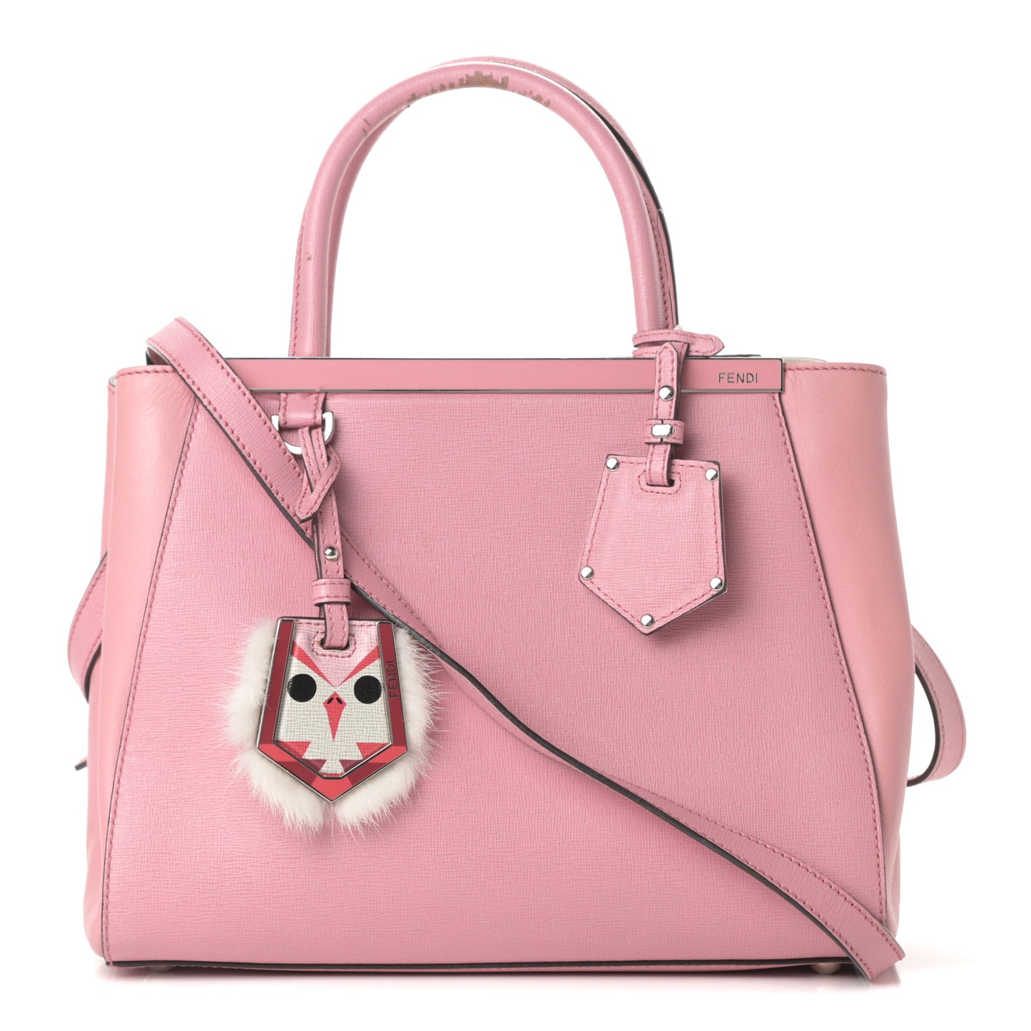 Vitello Elite Flamingo Mink Monster Charm Petite 2Jours Tote Pink Multicolor