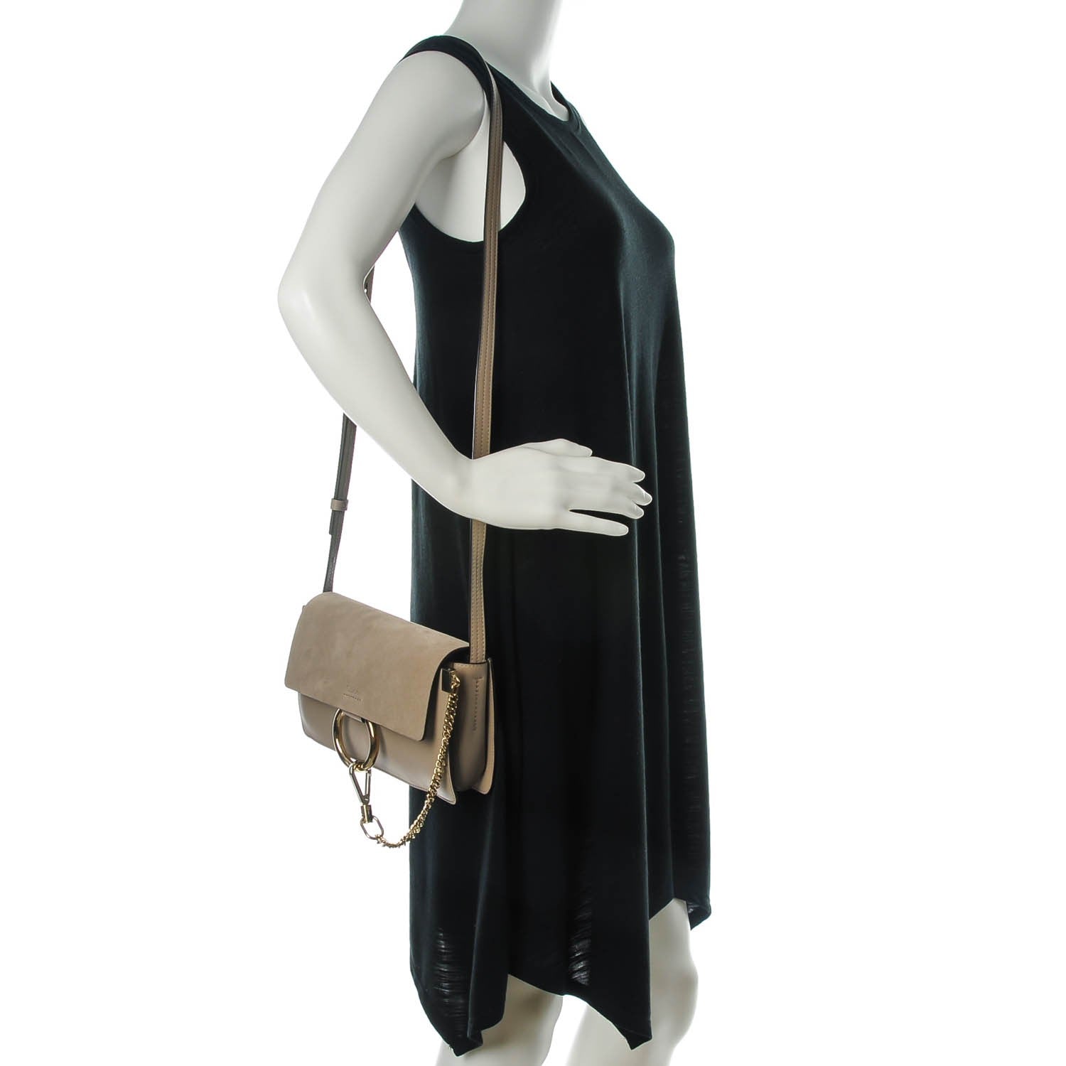 Chloe Suede Calfskin Small Faye Shoulder Bag Motty Grey 2 of 8