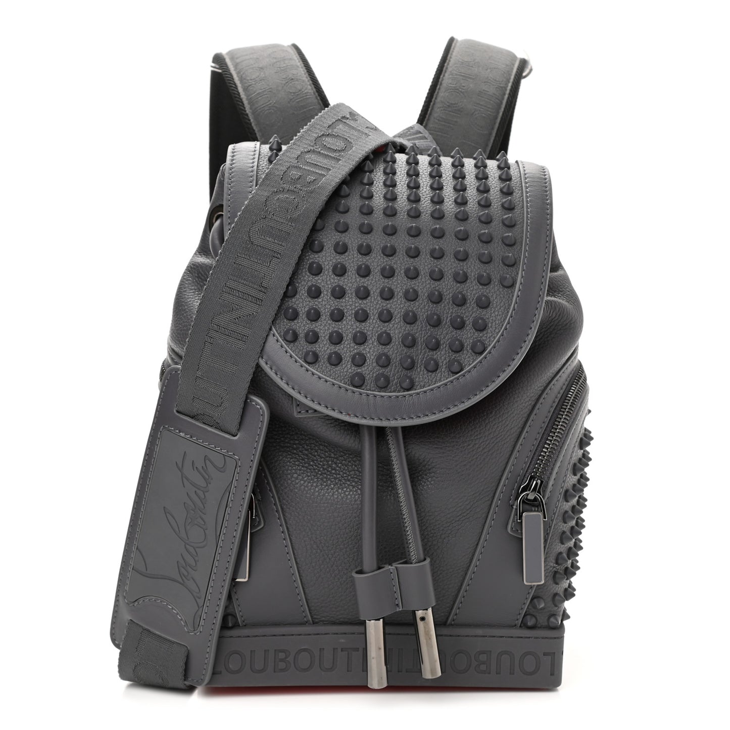 Calfskin Spiked Small Explorafunk Backpack Grey