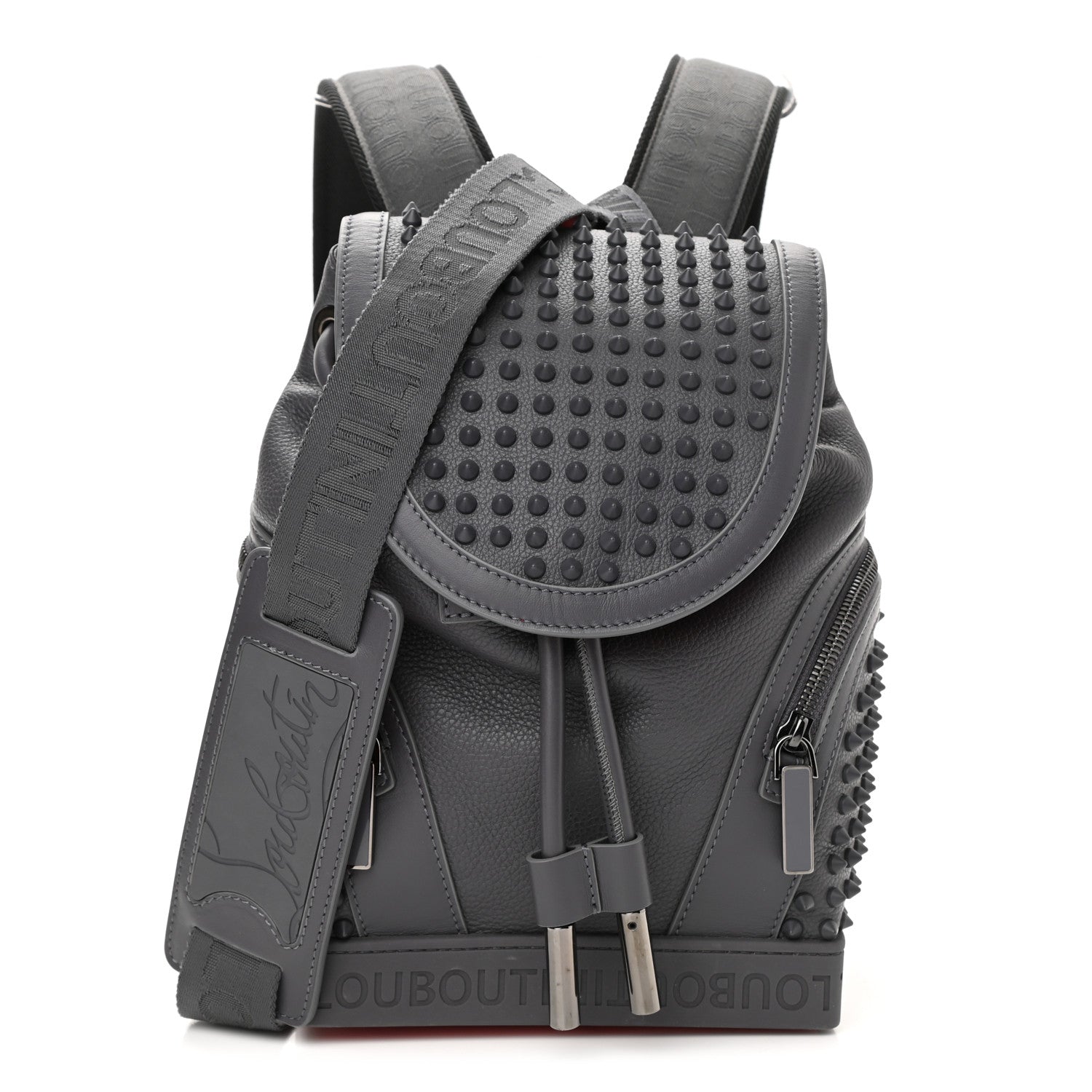 Christian Louboutin Calfskin Spiked Small Explorafunk Backpack Grey 1 of 9