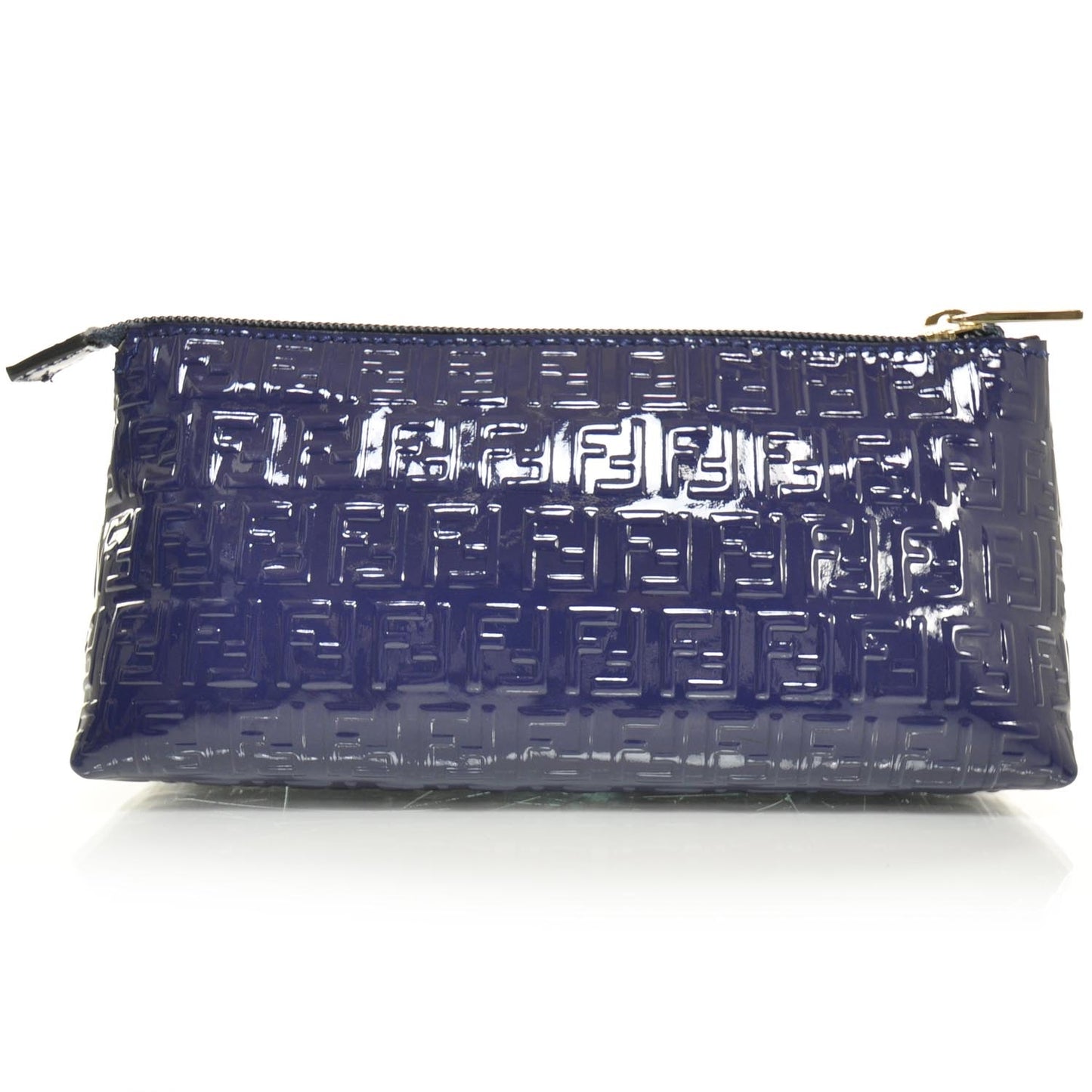 Patent FF Embossed Large Cosmetic Pouch Navy