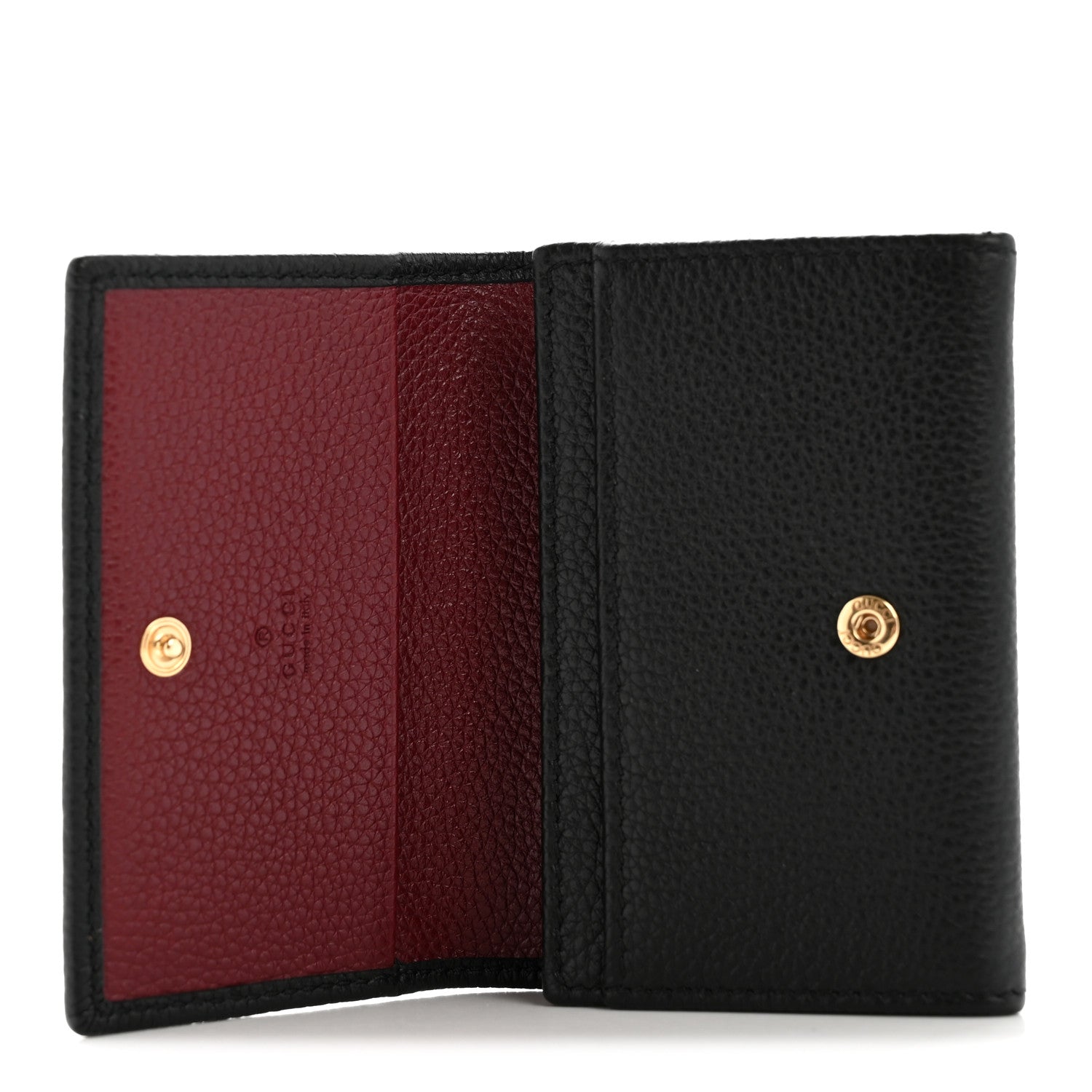 Gucci Pebbled Calfskin Bi-Color GG Marmont Card Case Black Rosso Ancora 5 of 10