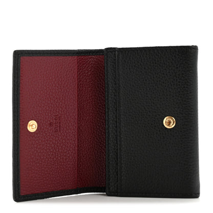 Gucci Pebbled Calfskin Bi-Color GG Marmont Card Case Black Rosso Ancora 5 of 10