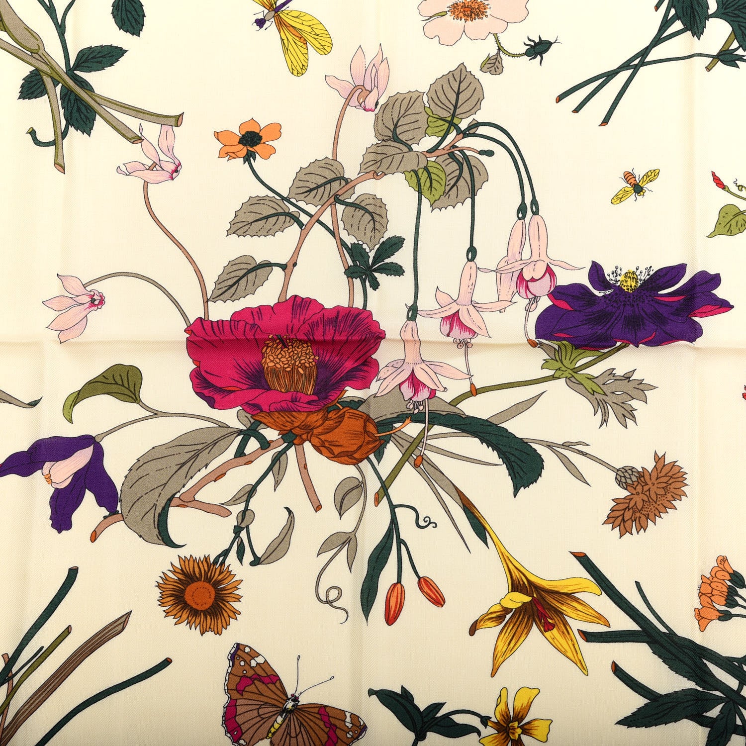 Gucci Silk Flora Gothic Square Scarf Ivory Red 3 of 3