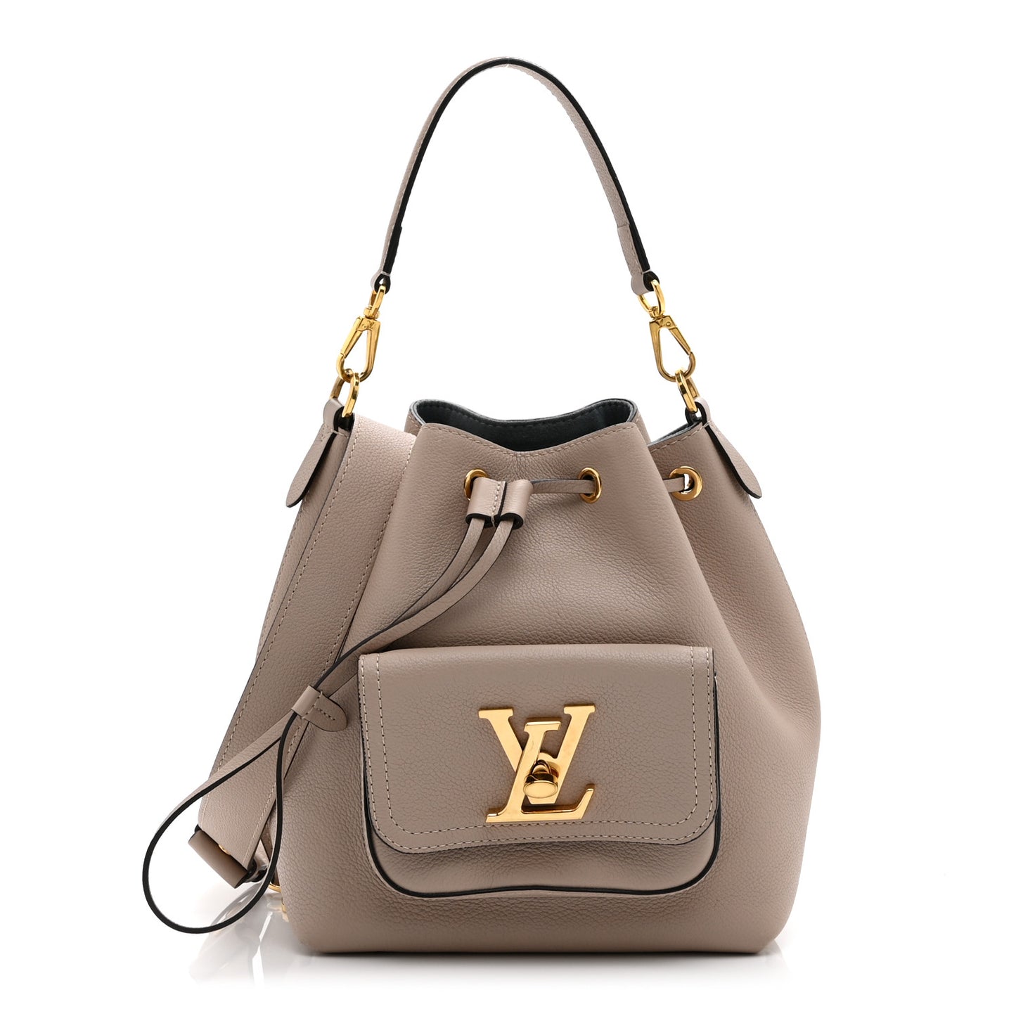 Calfskin Lockme Bucket MM Greige