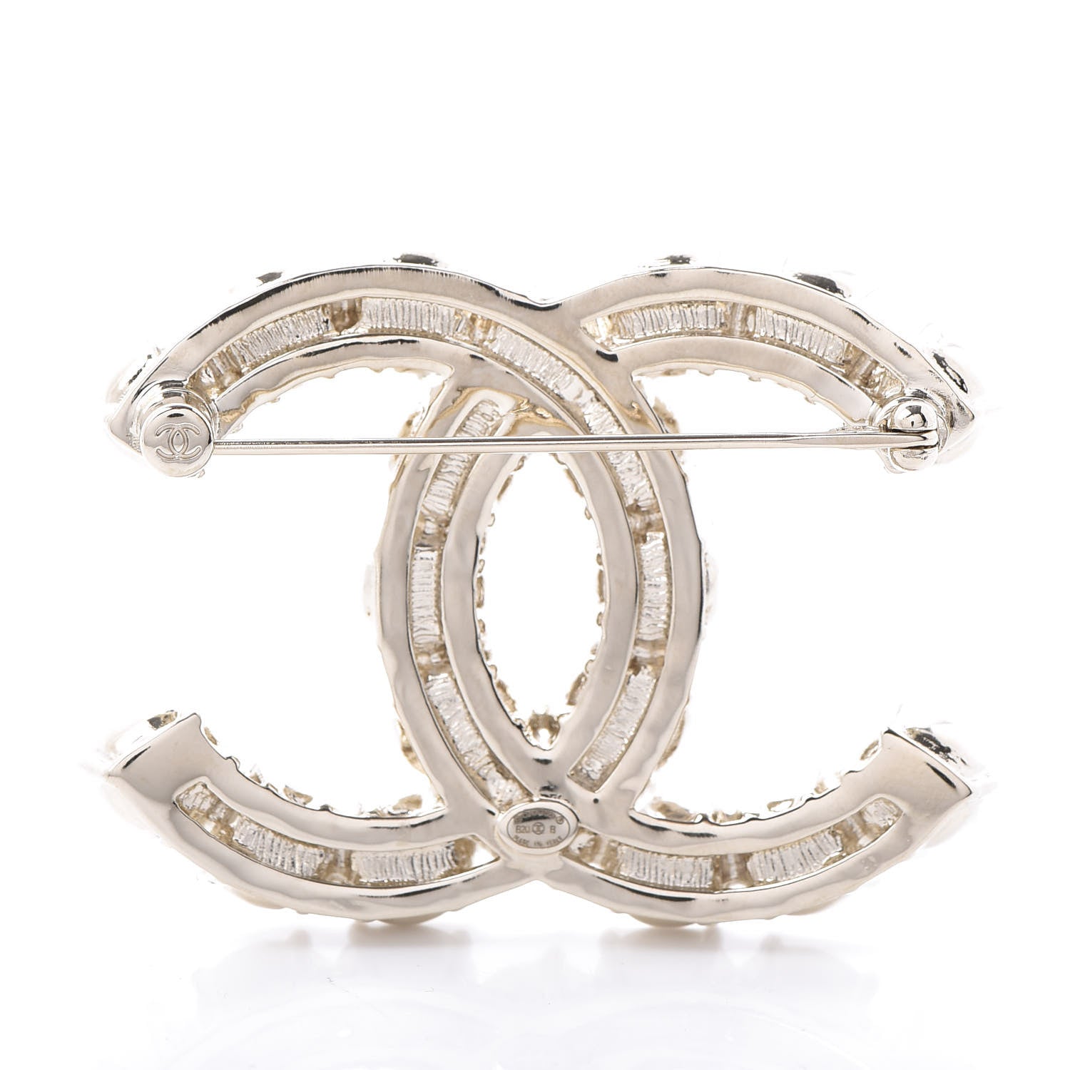 Chanel Crystal Pearl CC Dazzling Domino Brooch Gold 3 of 4