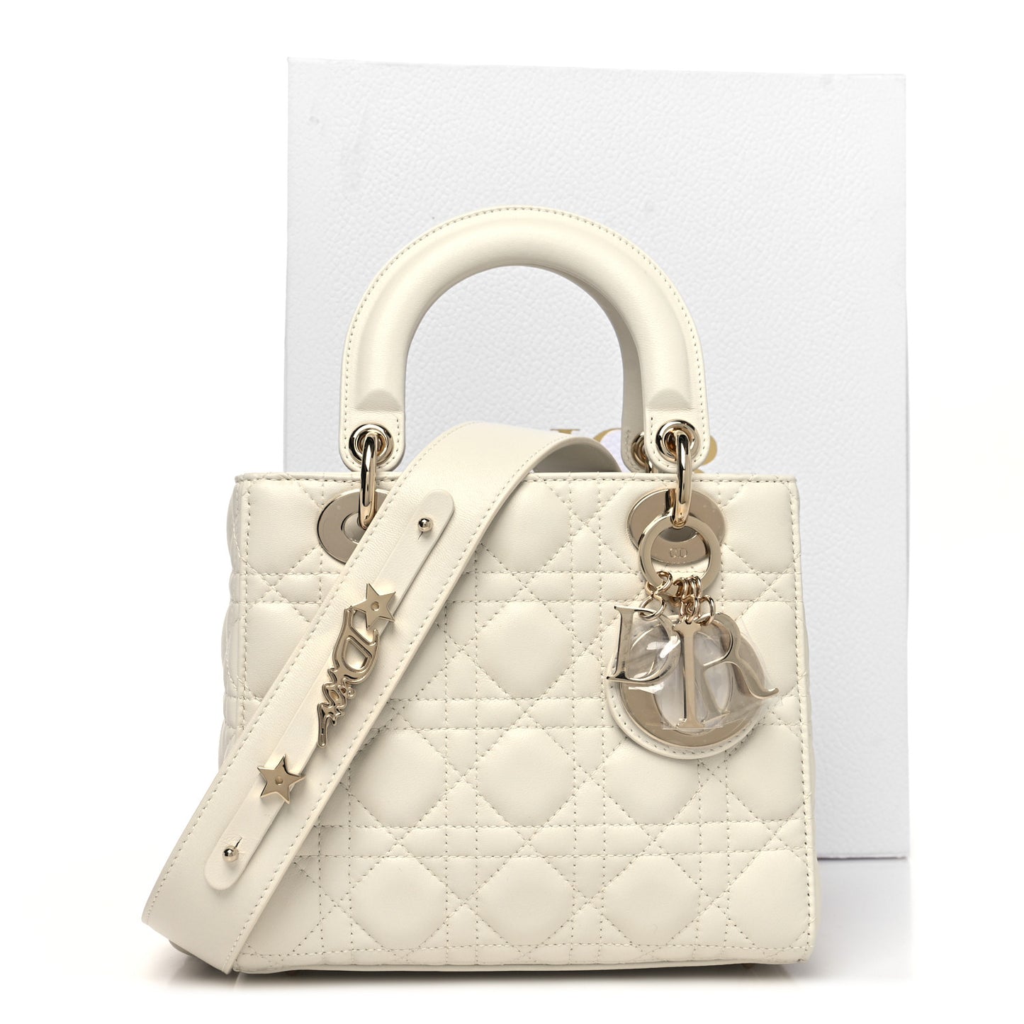 Lambskin Cannage Small My ABCDior Lady Dior White