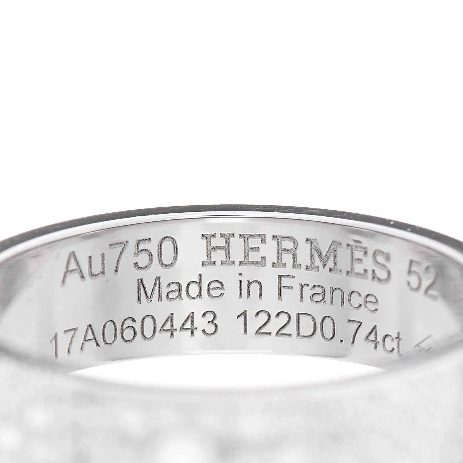 Hermes 18K White Gold Diamond PM Collier De Chien Pave Ring 52 6 4 of 5
