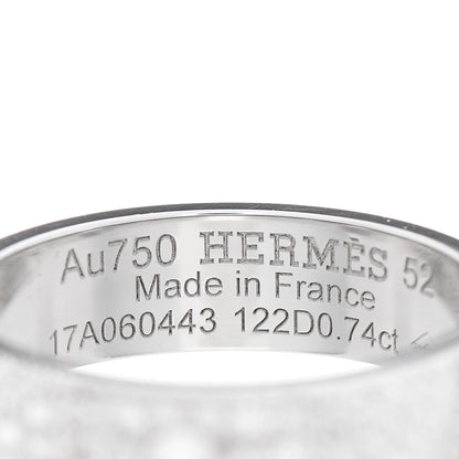 Hermes 18K White Gold Diamond PM Collier De Chien Pave Ring 52 6 4 of 5