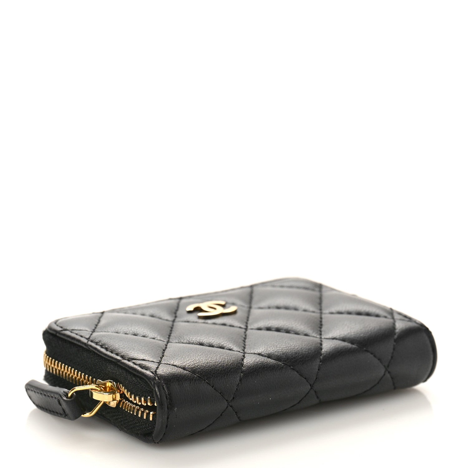Chanel Lambskin Quilted Zip Coin Purse Black 3 of 9