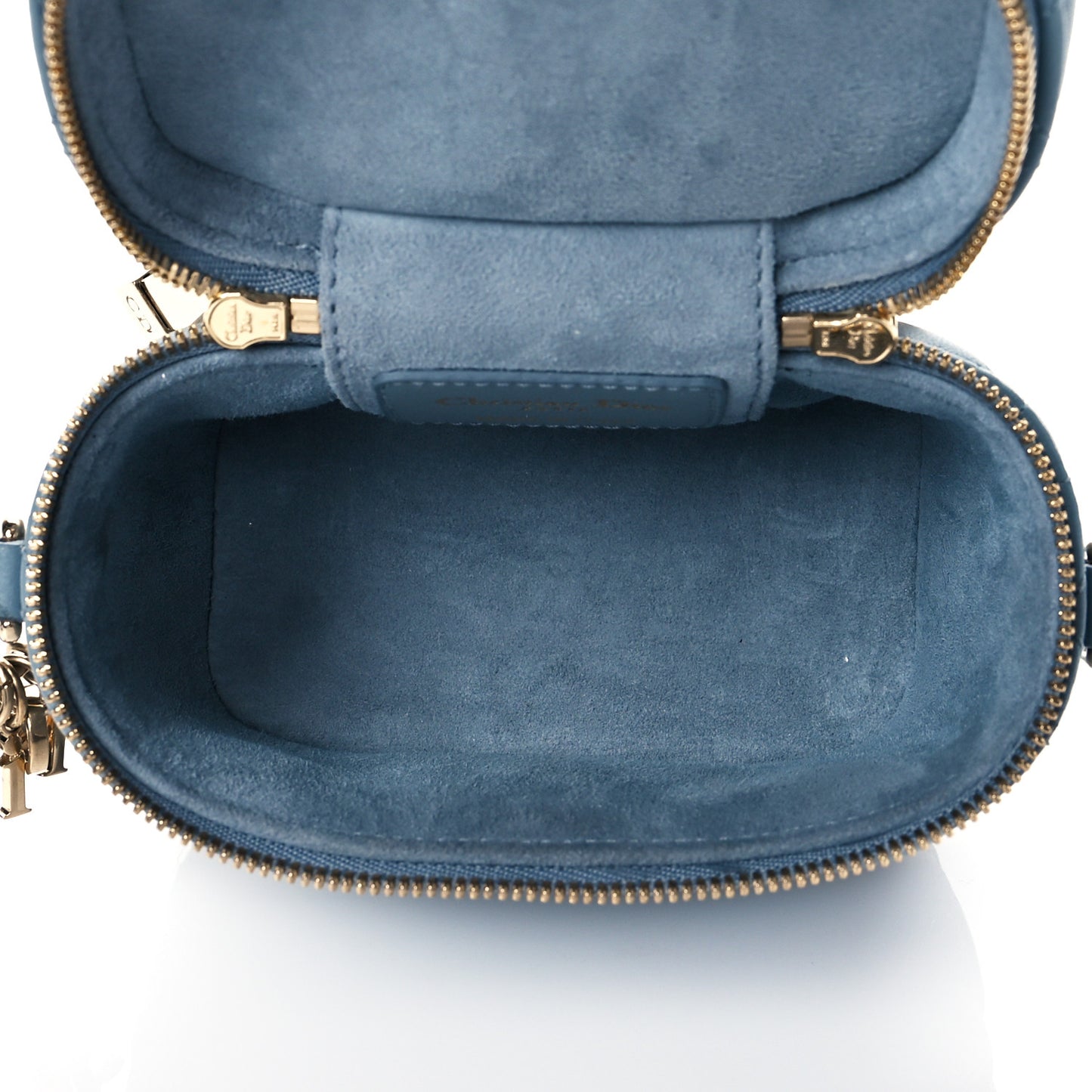 Lambskin Cannage Micro Lady Dior Vanity Case Blue