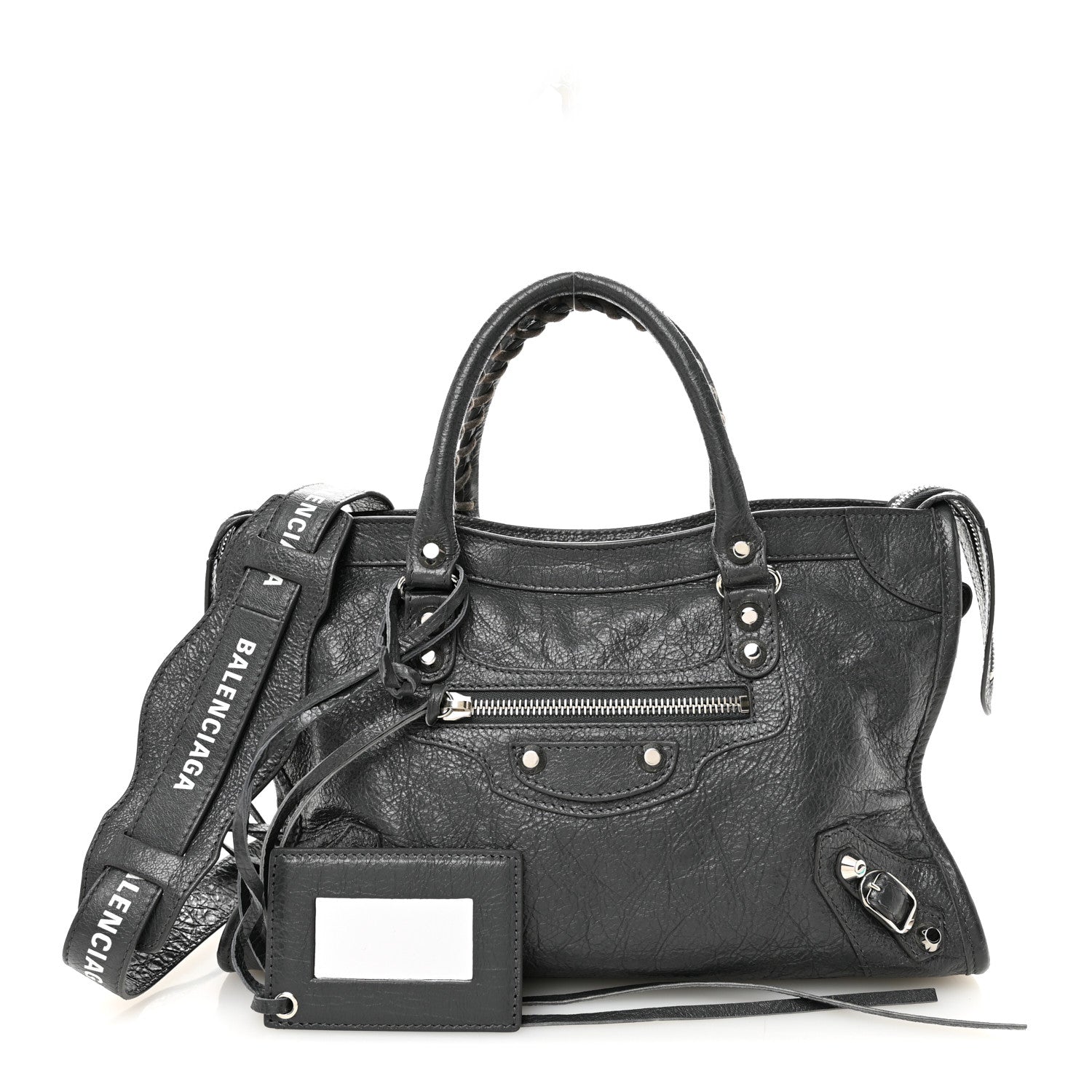 Balenciaga Agneau Classic Silver Hardware S City Logo Strap Gris Fossile White 3 of 11