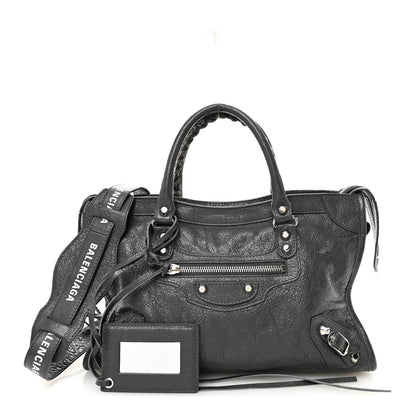 Balenciaga Agneau Classic Silver Hardware S City Logo Strap Gris Fossile White 3 of 11