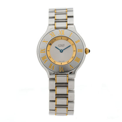 Cartier Stainless Steel 18K Yellow Gold 31mm Must De 21 Quartz Watch 1 of 4