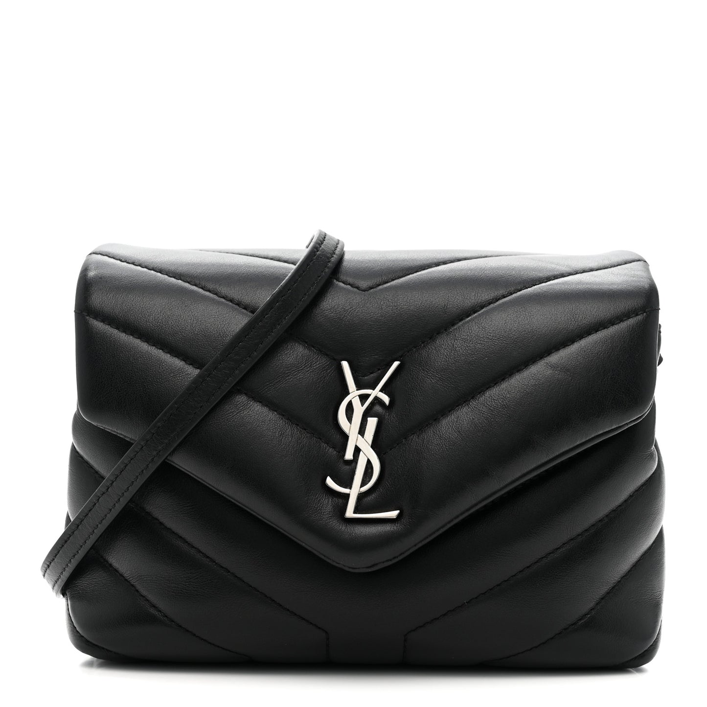 Calfskin Y Quilted Monogram Toy Loulou Crossbody Bag Black