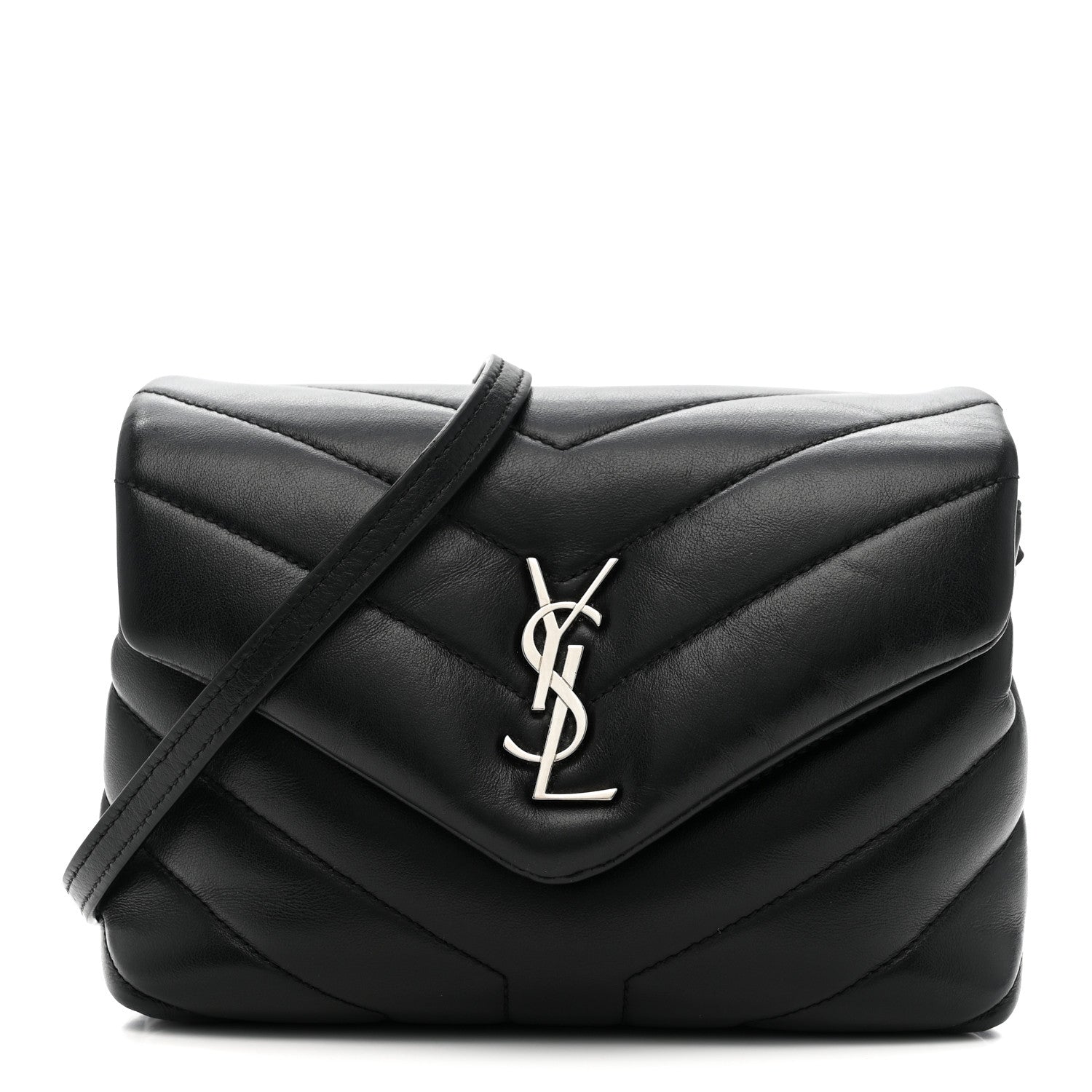 Saint Laurent Calfskin Y Quilted Monogram Toy Loulou Crossbody Bag Black 1 of 15