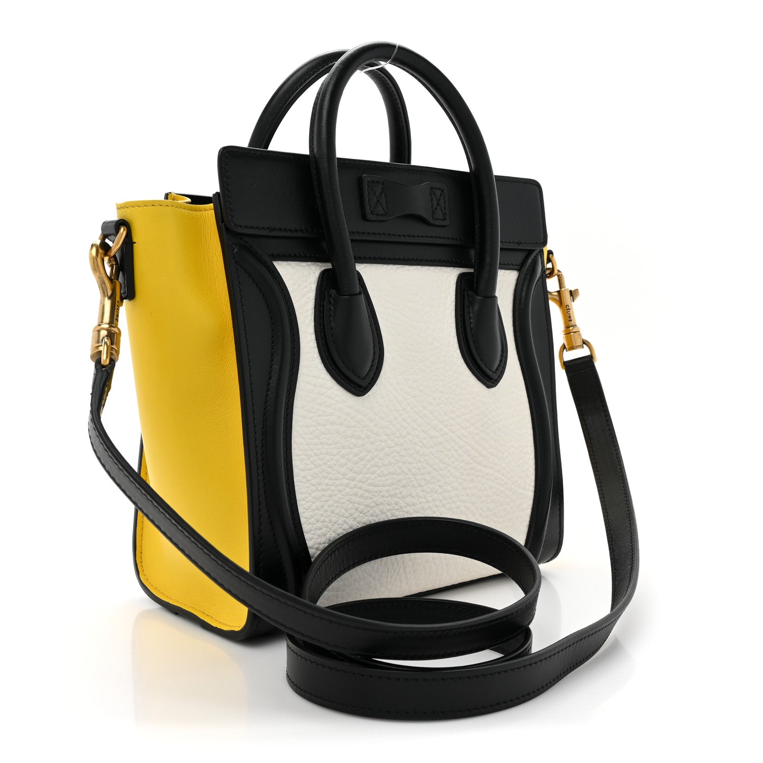Celine Elephant Calfskin Nano Tri-Color Luggage Yellow 3 of 10