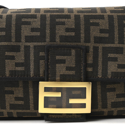 Fendi Fabric Jacquard FF 1974 Medium Baguette Tobacco Moro Black 8 of 10