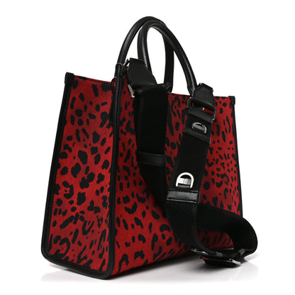 Dolce & Gabbana Dauphine Leopard Logo Market Bag Red Black 3 of 9