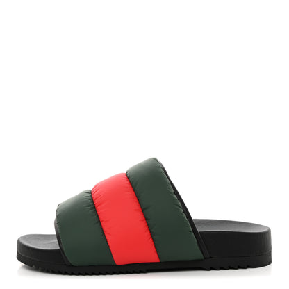 Gucci Nylon Web Womens Slide Sandals 40 Black Green Red 1 of 9