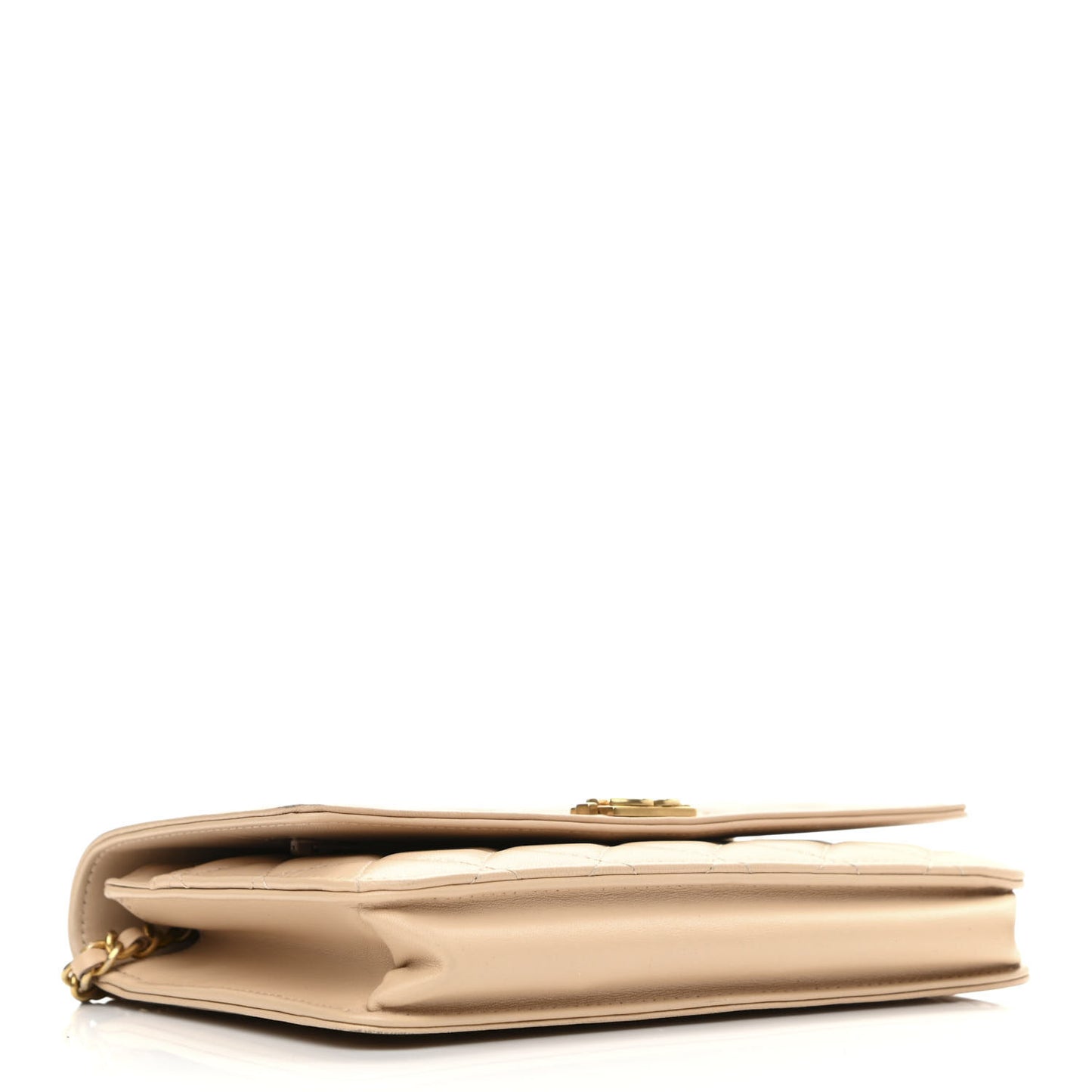 Lambskin Quilted Boy Wallet On Chain WOC Beige