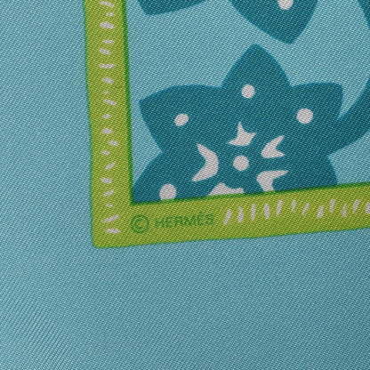 Hermes Silk L Annee du Rat Pocket Square Scarf Turquoise Vert Vif Aqua 4 of 5