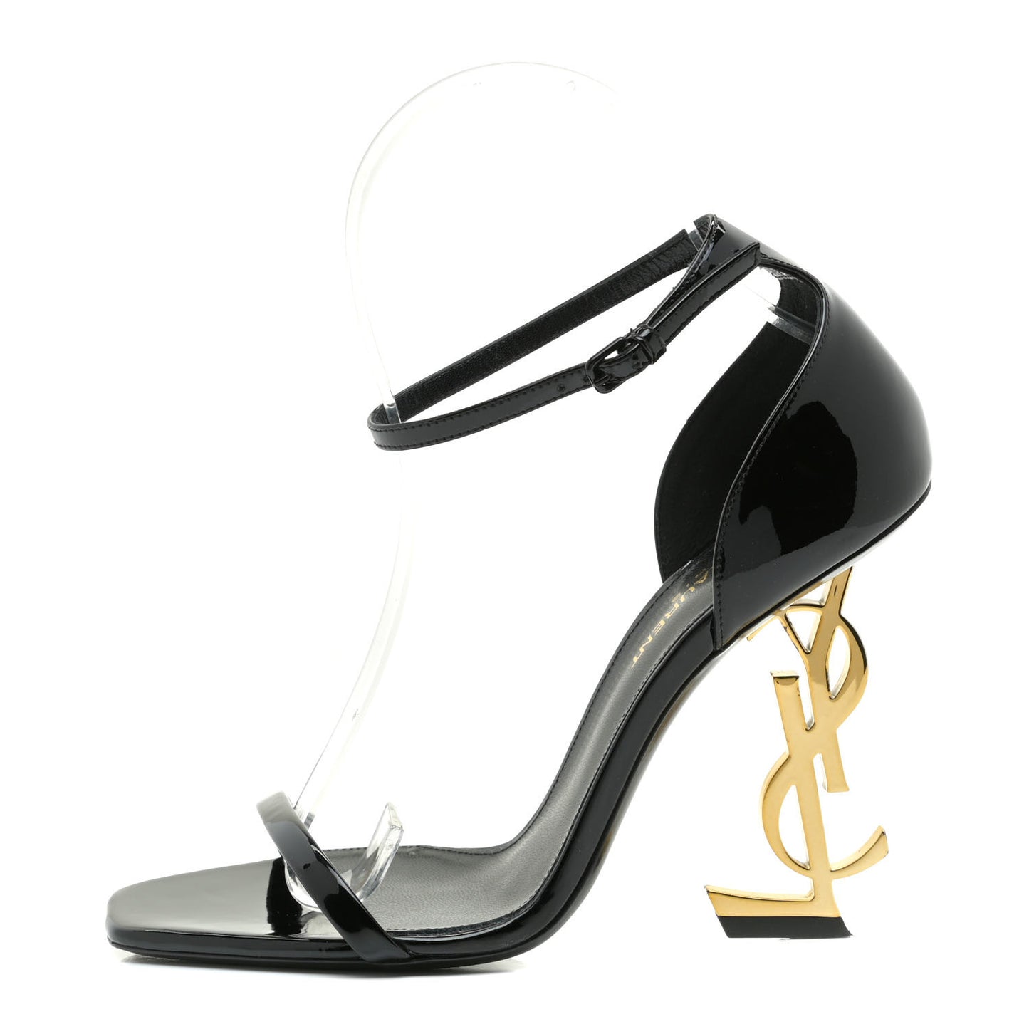 Patent Calfskin Opyum 110 Sandals 36.5 Black Gold