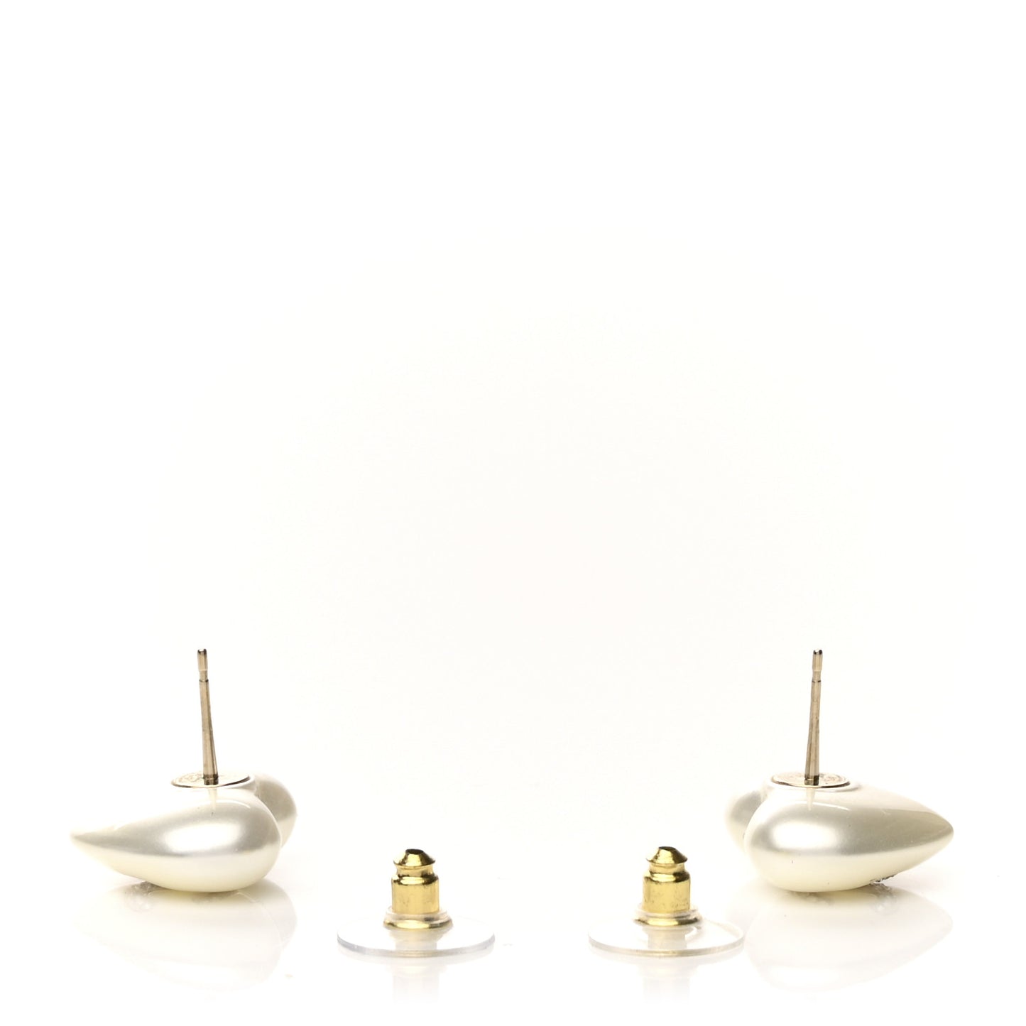 Pearl Crystal CC Heart Earrings Gold
