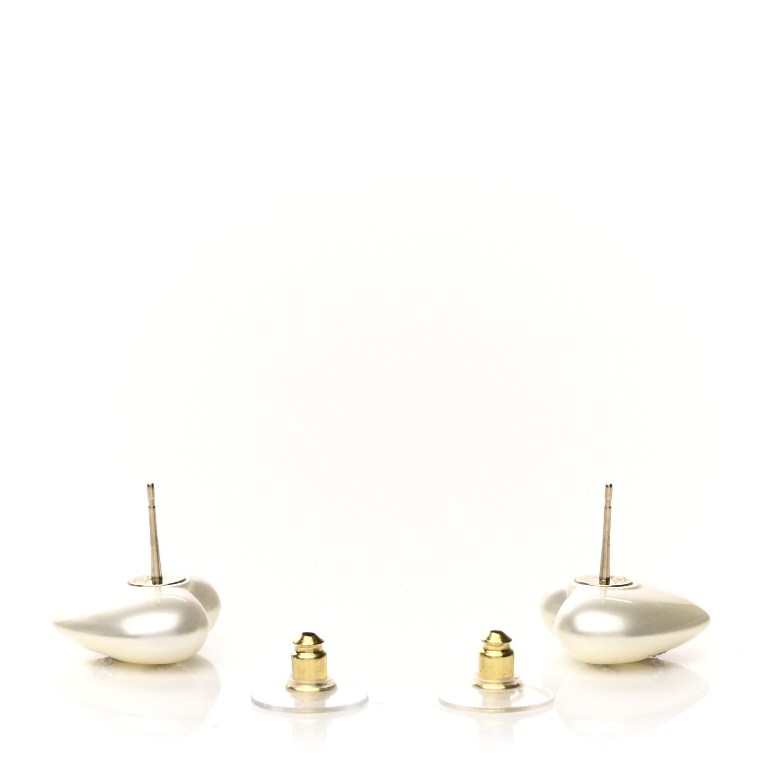 Chanel Pearl Crystal CC Heart Earrings Gold 3 of 4
