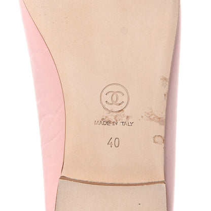 Chanel Crumpled Calfskin Cap Toe CC Ballerina Flats 40 Powder Pink 8 of 9