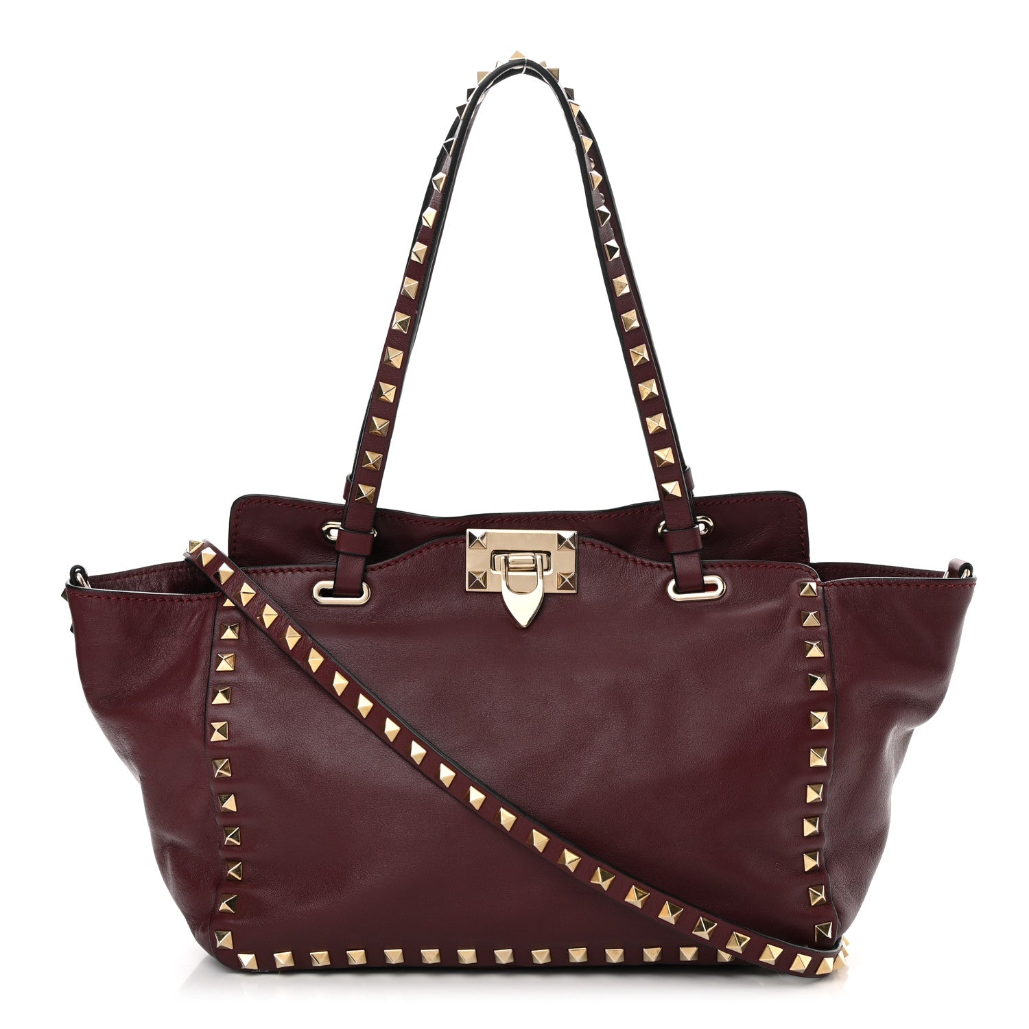 Valentino Garavani Vitello Small Rockstud Tote Rubin 1 of 14