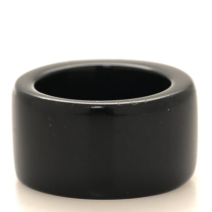 Chanel Resin Crystal Heart CC Heart Ring 52 6 Black 3 of 4