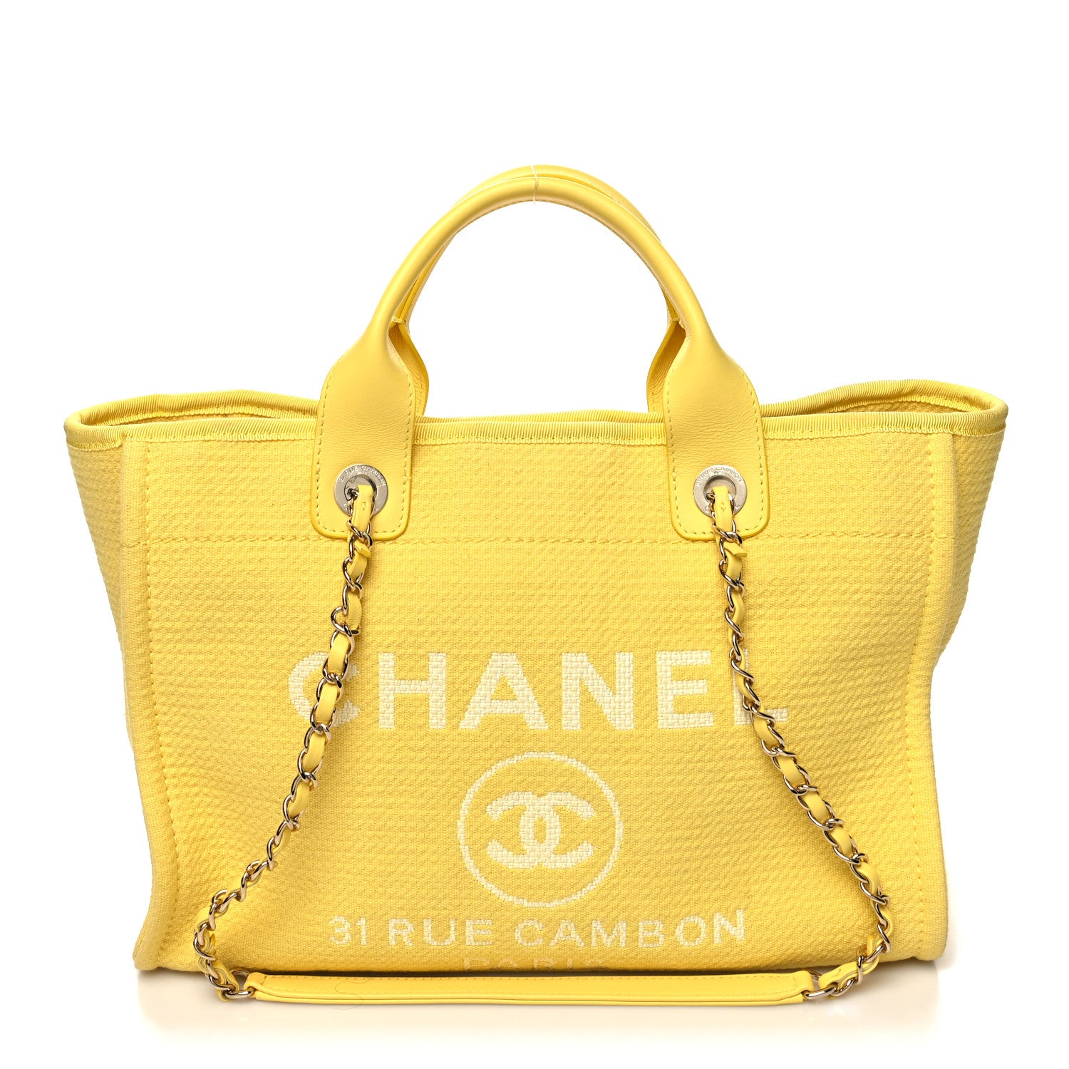 Chanel Mixed Fibers Small Deauville Tote Yellow 3 of 17