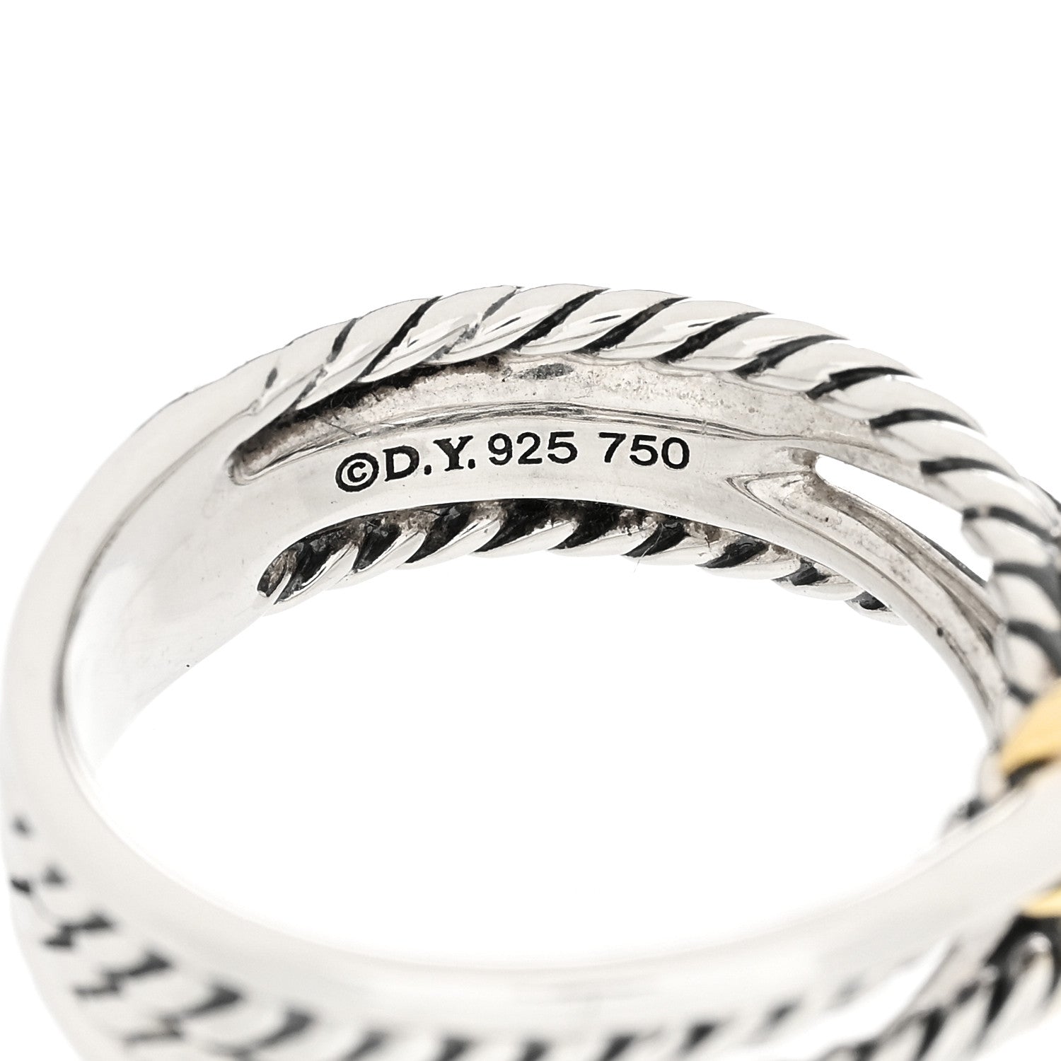 David Yurman Sterling Silver 18K Yellow Gold 6mm X Crossover Ring 53 6.5 3 of 4