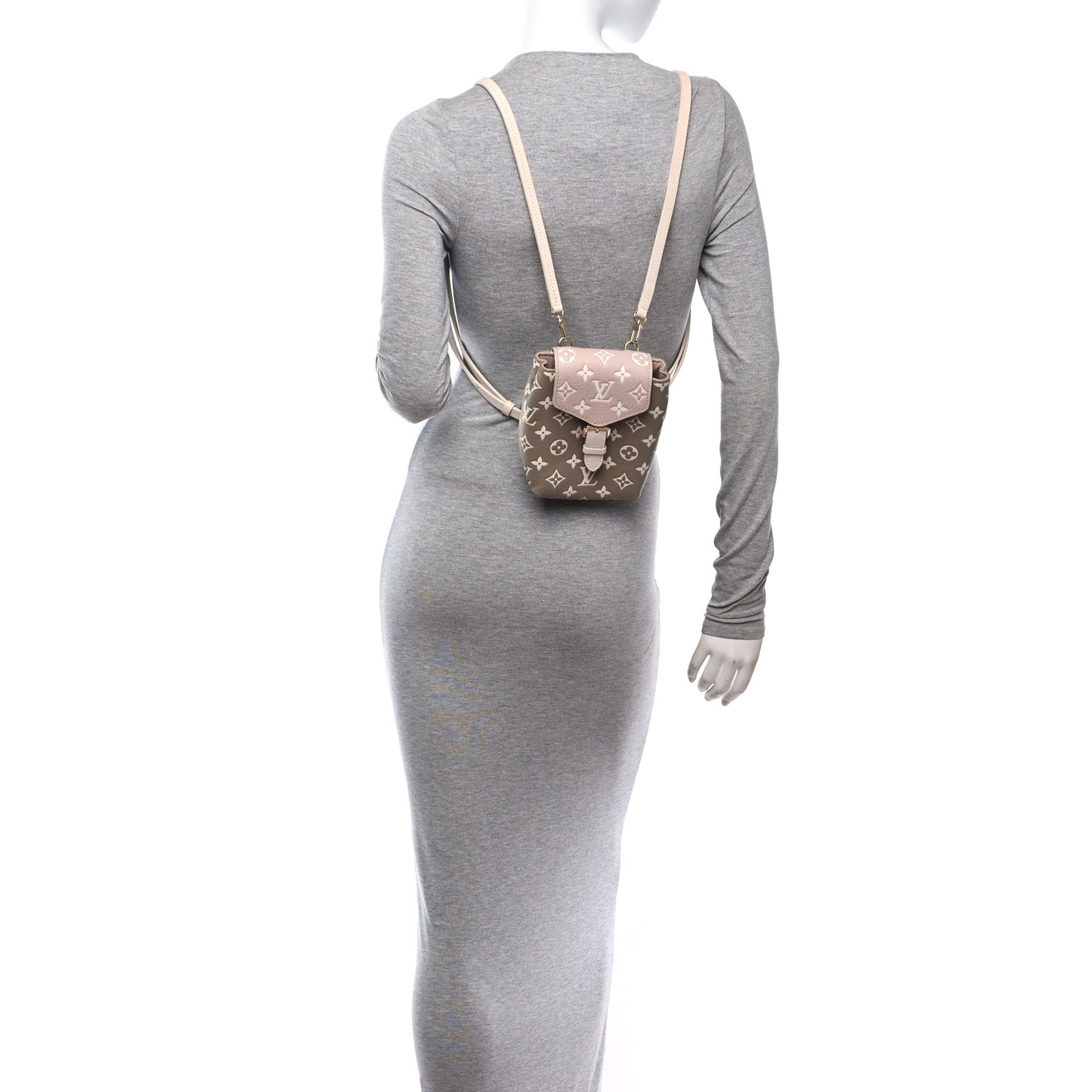 Empreinte Monogram Spring in the City Tiny Backpack Kaki Beige Cream