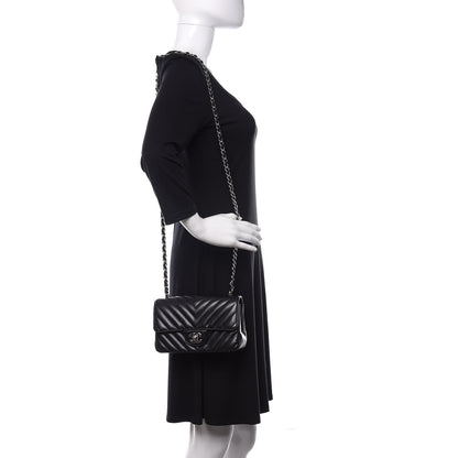 Chanel Lambskin Chevron Quilted Mini Rectangular Flap Black 2 of 11