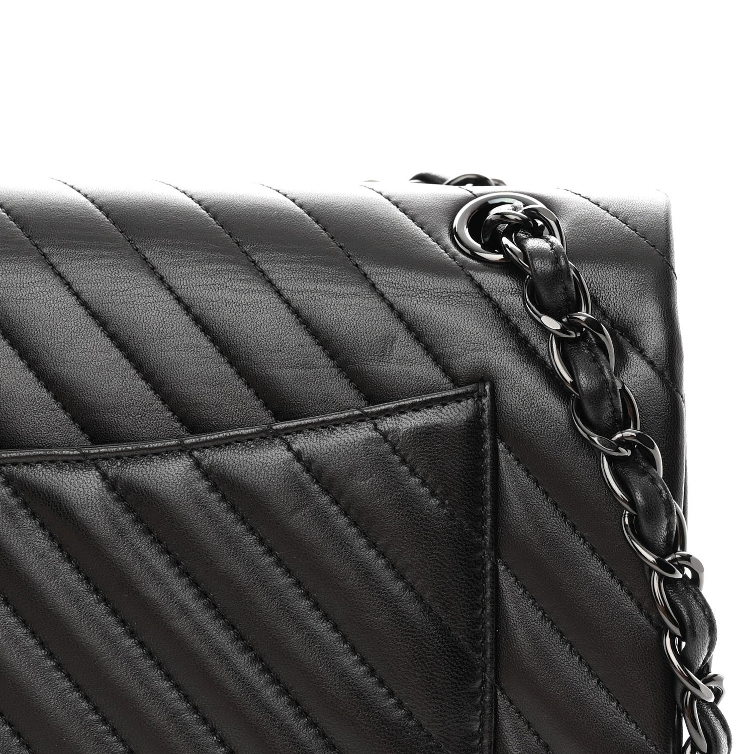 Chanel Lambskin Chevron Quilted Jumbo Double Flap So Black 13 of 13