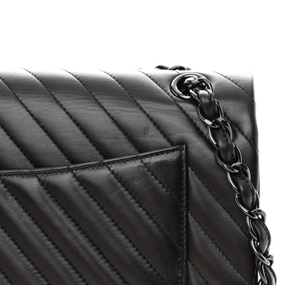 Chanel Lambskin Chevron Quilted Jumbo Double Flap So Black 13 of 13