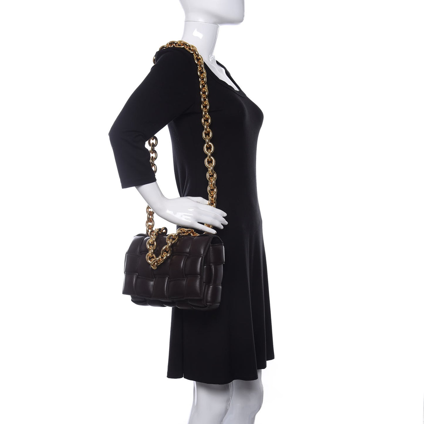 Lambskin Maxi Intreccio Padded Chain Cassette Crossbody Bag Black