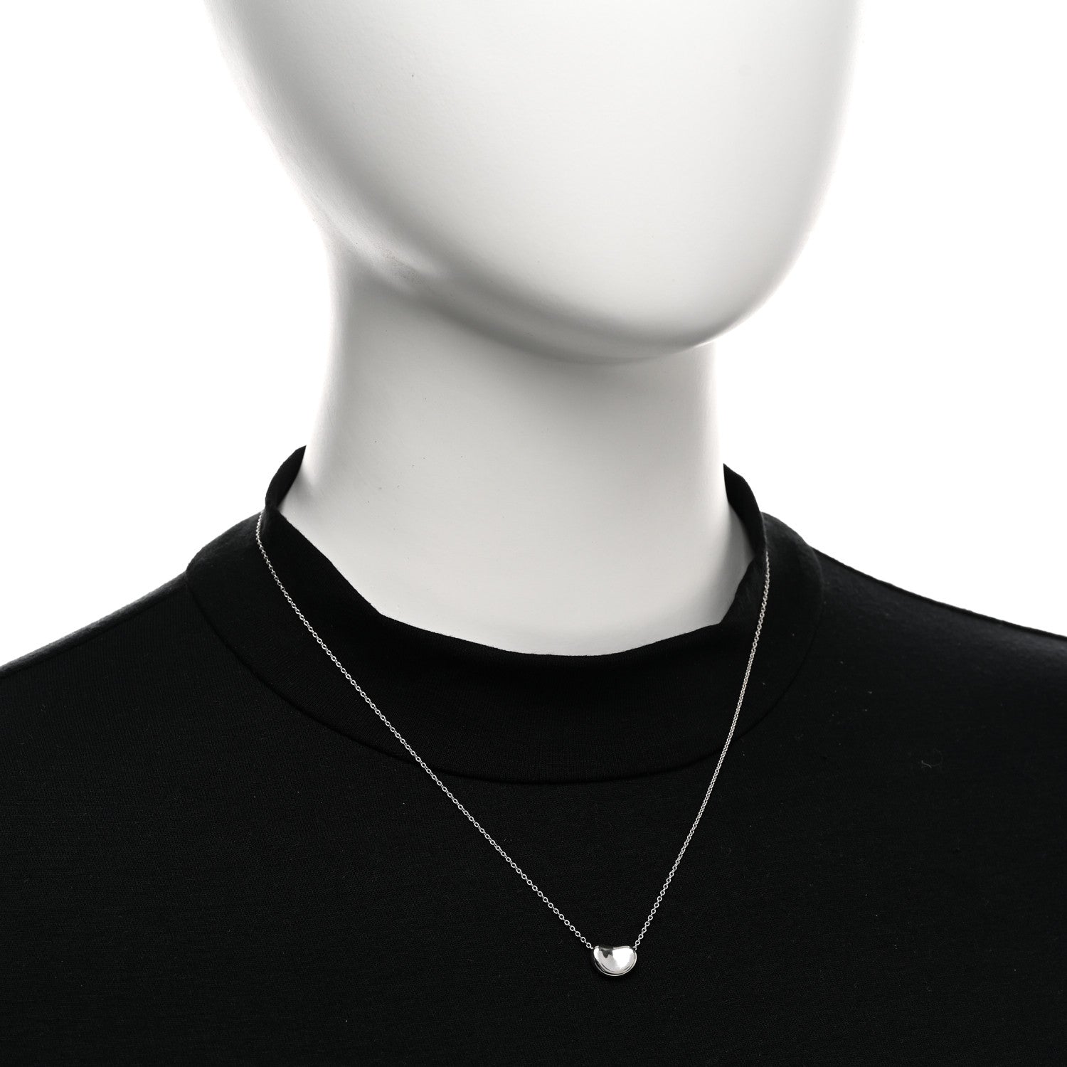 Tiffany Sterling Silver 11mm Elsa Peretti Bean Pendant Necklace 2 of 5