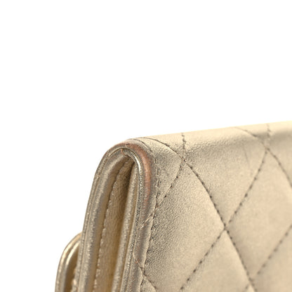 Chanel Metallic Lambskin Quilted Large Gusset Flap Wallet Gold 9 of 10