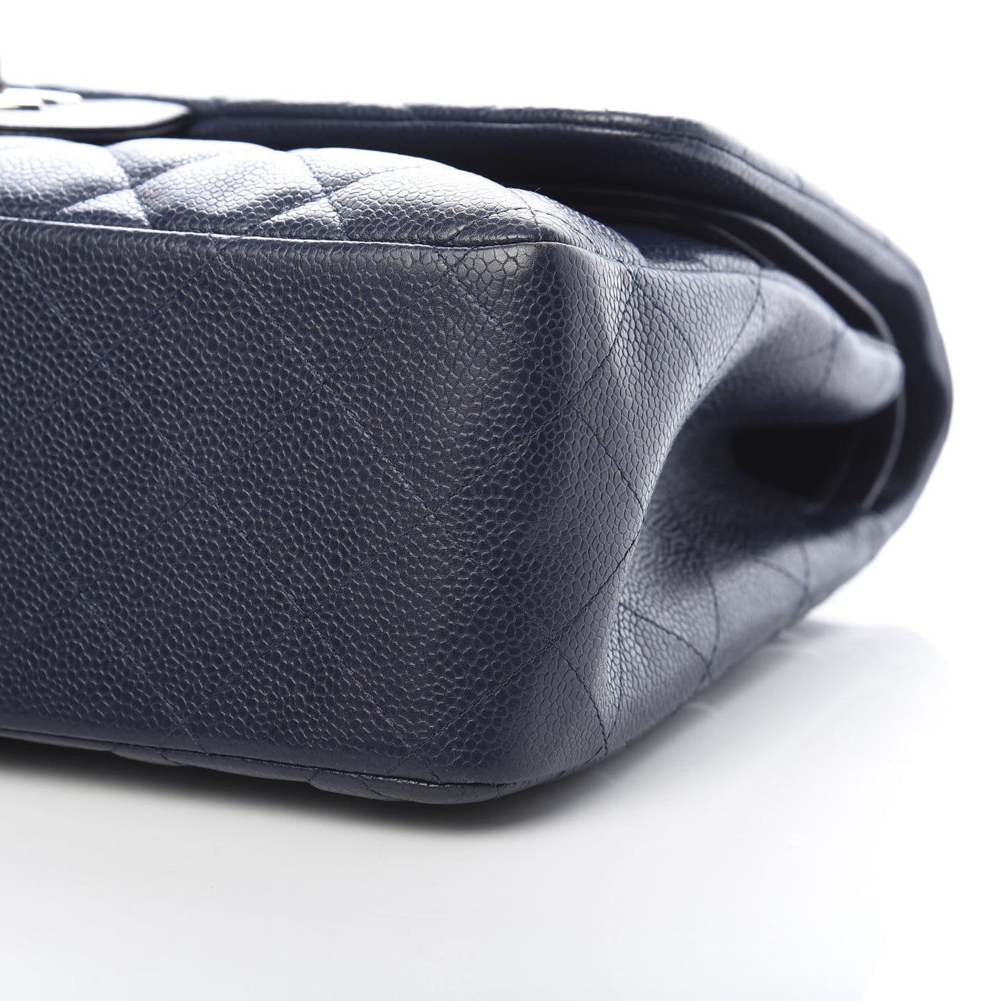 Caviar Quilted Jumbo Double Flap Navy Blue