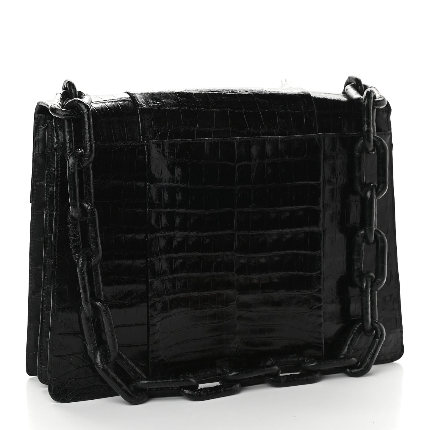 Crocodile Embroidered Birds Bag Black