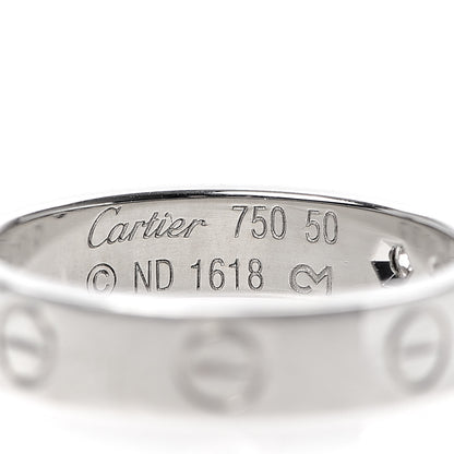 Cartier 18K White Gold Diamond 4mm LOVE Wedding Band Ring 50 5.25 4 of 5