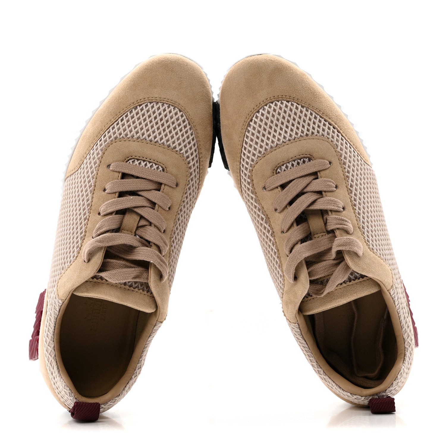 Hermes Air Mesh Suede Goatskin Bouncing Sneakers 37.5 Beige Argile 2 of 10