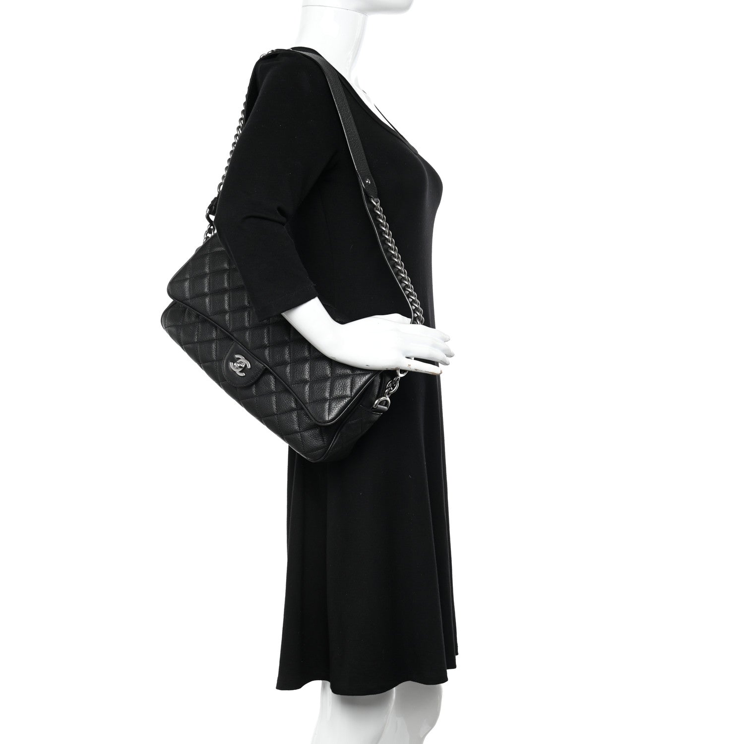 Chanel Grained Calfskin Quilted Medium Casual Rock Flap Black 2 of 13
