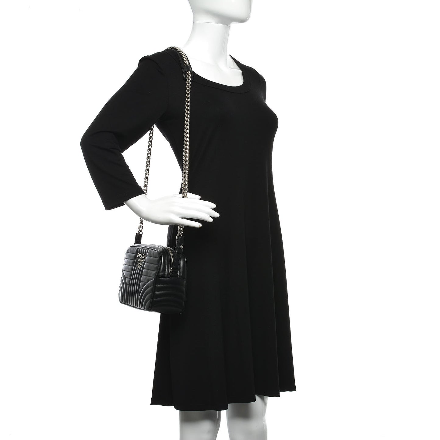 Soft Calfskin Diagramme Crossbody Bag Black