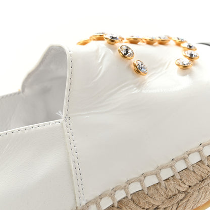 Chanel Patent Calfskin Crystal CC Espadrilles 41 White Black 13 of 14