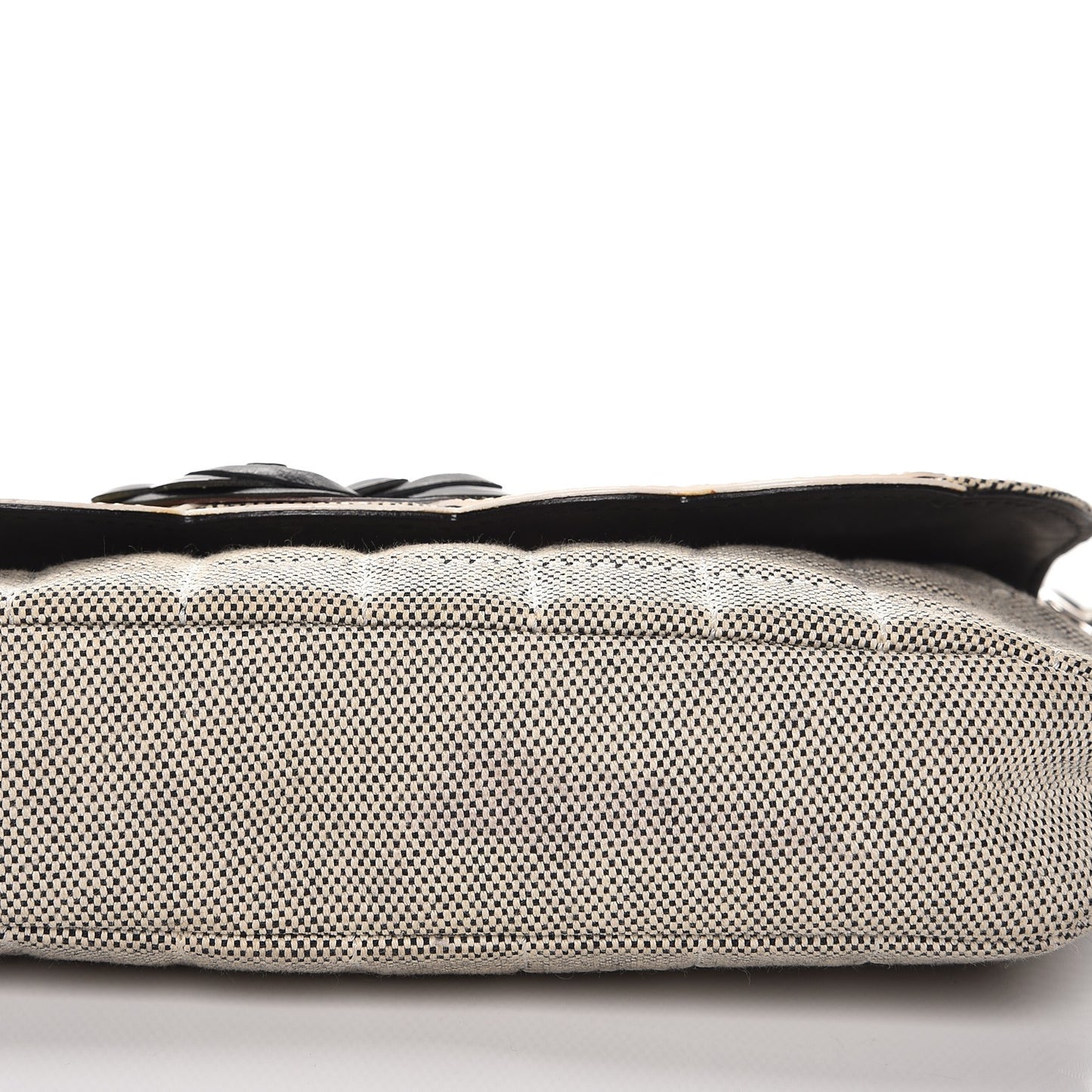 Canvas Camellia N°5 Flap Bag Beige Black